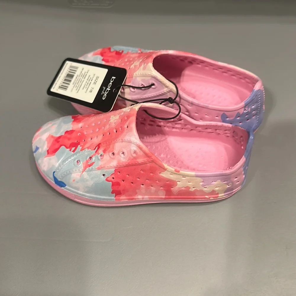 BEBE GIRLS TODDLER PAINT SPLATTER WATER SHOES: PINK: NWT: SZ 7/8